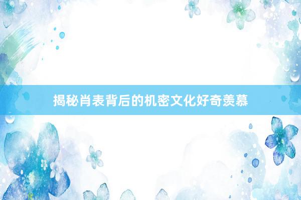 揭秘肖表背后的机密文化好奇羡慕